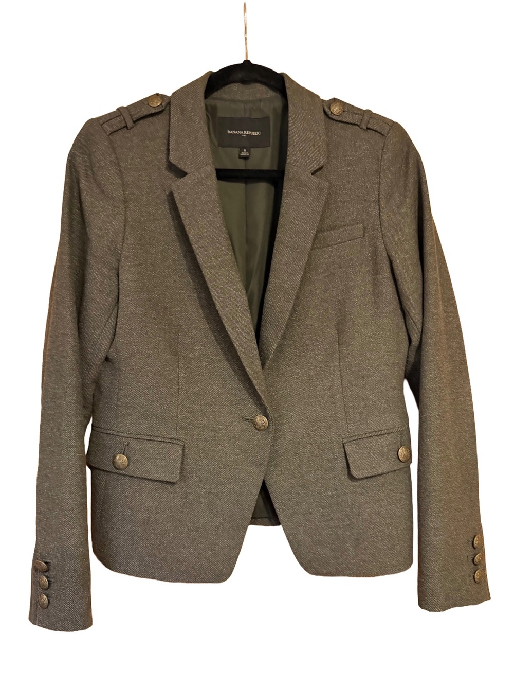 Banana Republic Military Blazer Mistletoe Olive Wool Blend Size 8